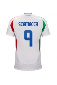 Italia Gianluca Scamacca #9 Fotballdrakt Borte Klær EM 2024 Korte ermer